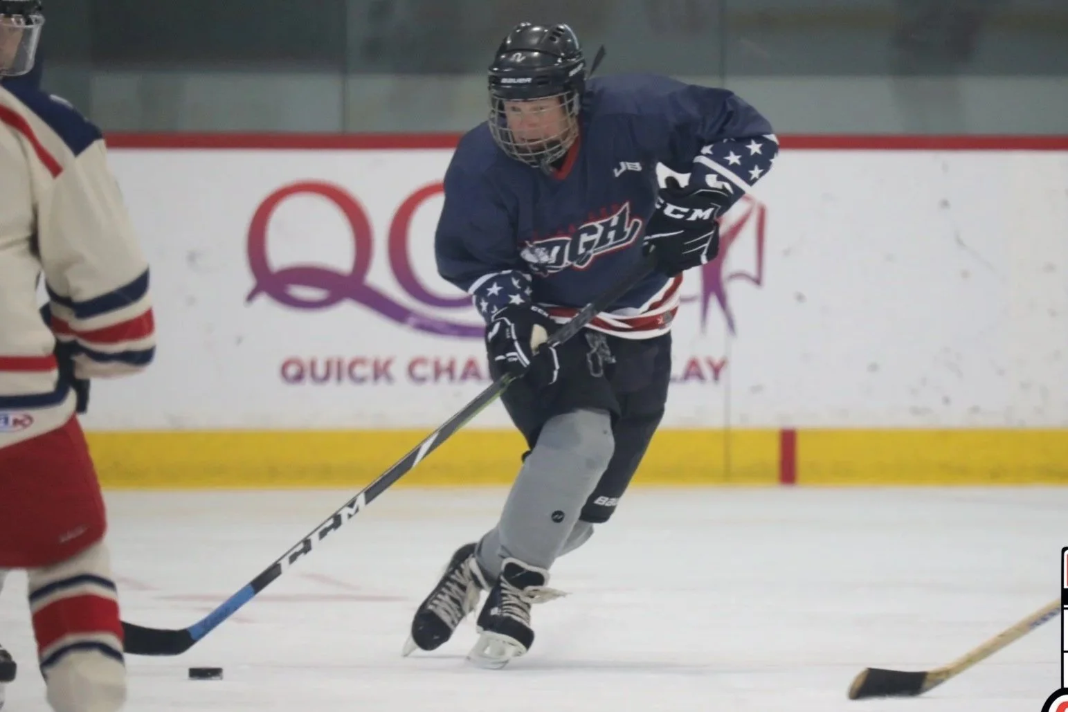Picture of the author, Steve Kane, playing ice hockey as part of OGH (Old Guy Hockey)