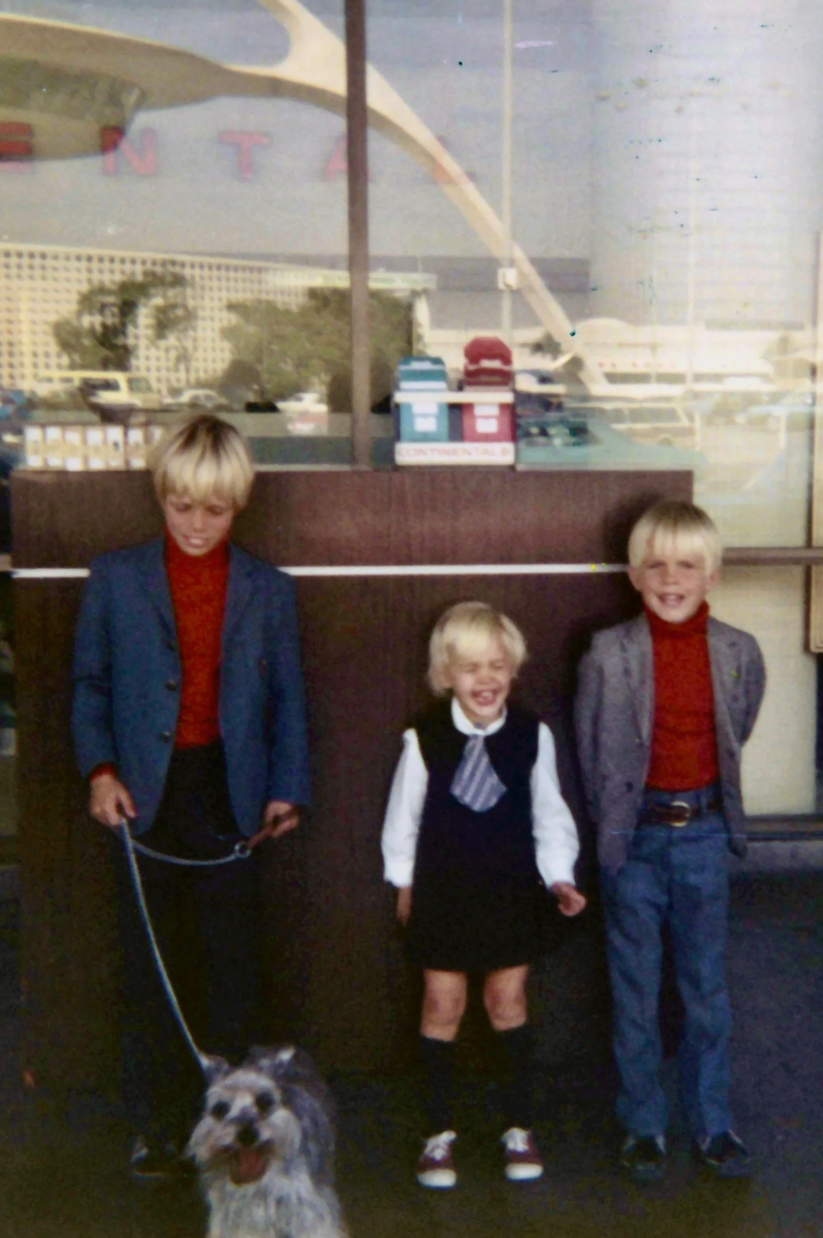 Me, Kathy, David, and Whiskey on our way from California to Connecticut. Los Angeles International Airport, October 1971