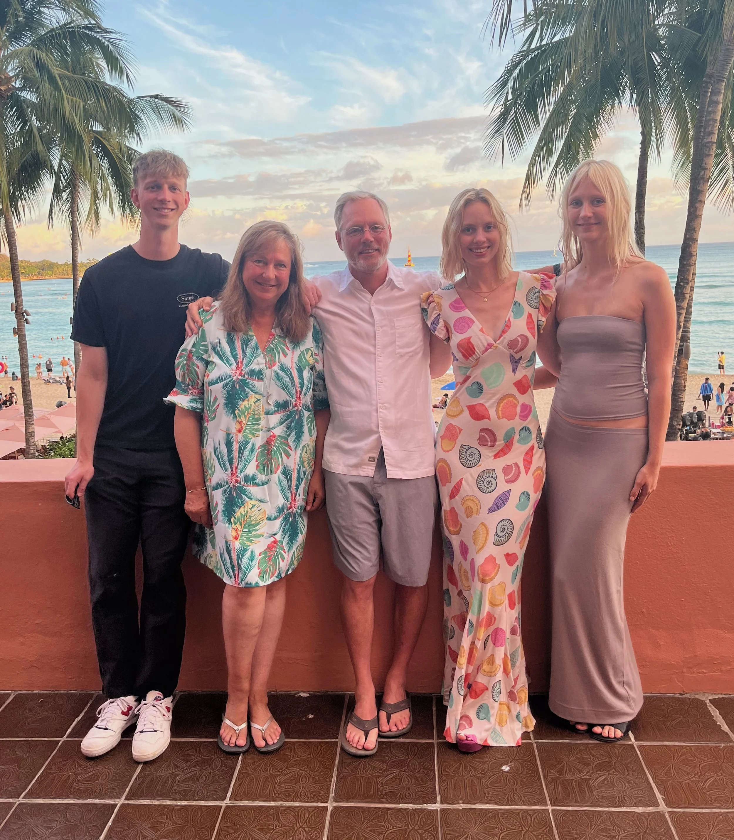 Kane family Summer 2025. From left: Kevin, MaryBeth, me, Allison, and Fiona. Royal Hawaiian Waikiki, Honolulu, HI, August 2025