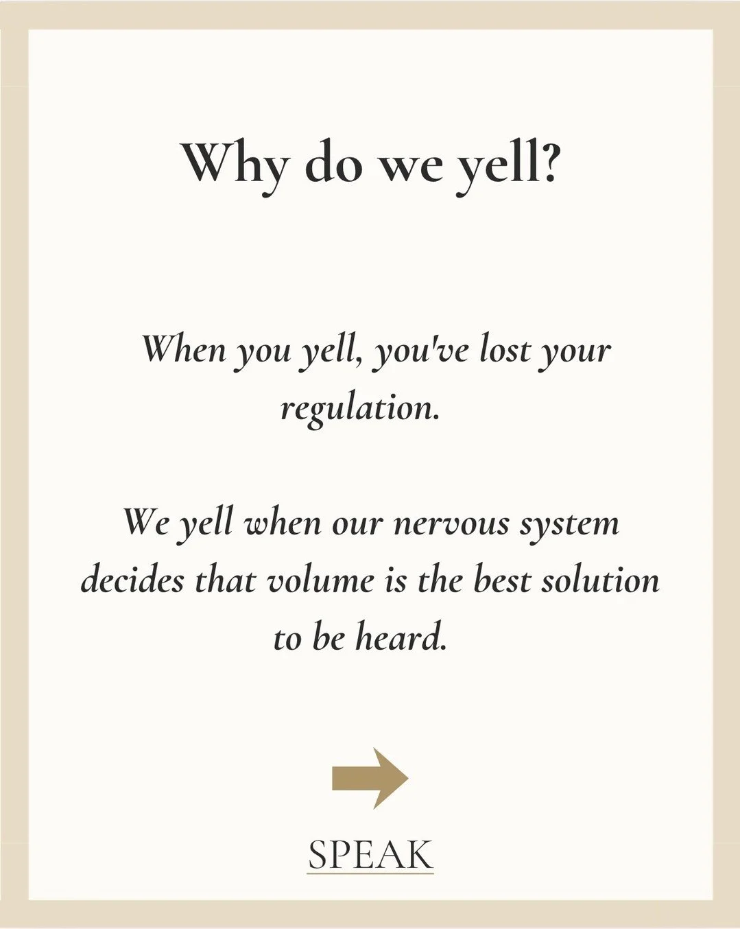 This week, let's talk about why we yell and what are the effects.

----

#Voice #Communication #NervousSystem #SPEAK #Presence #Yelling #Speaking #SpeechCoaching #Connection #Performance #Motivation
#LindsayRider