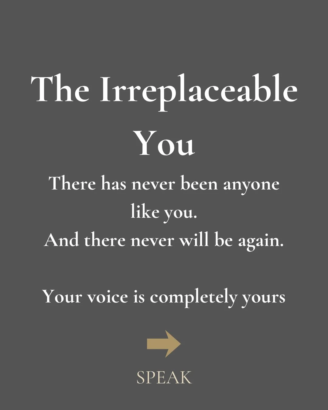 Your voice is irreplaceable⁠
⁠
#voice⁠
#leadership⁠
#communication⁠
#presence⁠
#authenticity⁠
#SPEAK⁠
#coach #leadershipcoaching #executivecoaching #personalbranding #networking #leadershipcoach #businesscoaching #leadershipskills⁠
#coaching