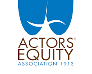 Logo for Actors' Equity Association, established in 1913, featuring a blue abstract face with closed eyes above the organization's name.