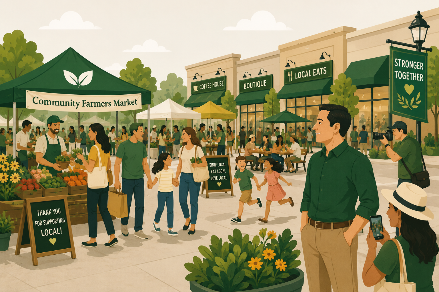 Community farmers market supporting local businesses and bringing neighbors together.