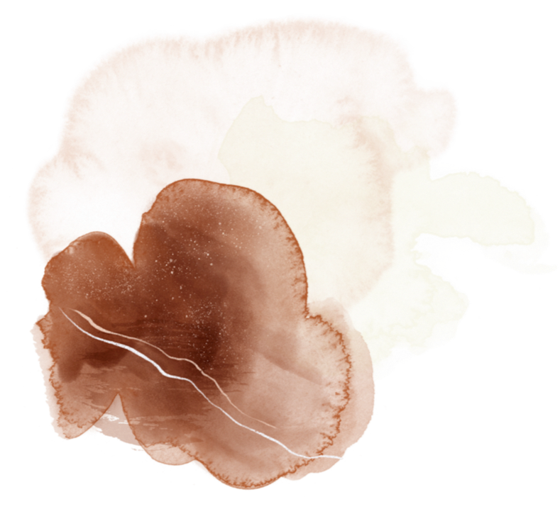 Abstract watercolor painting with shades of brown, pink, and white, featuring organic shapes and soft textures.