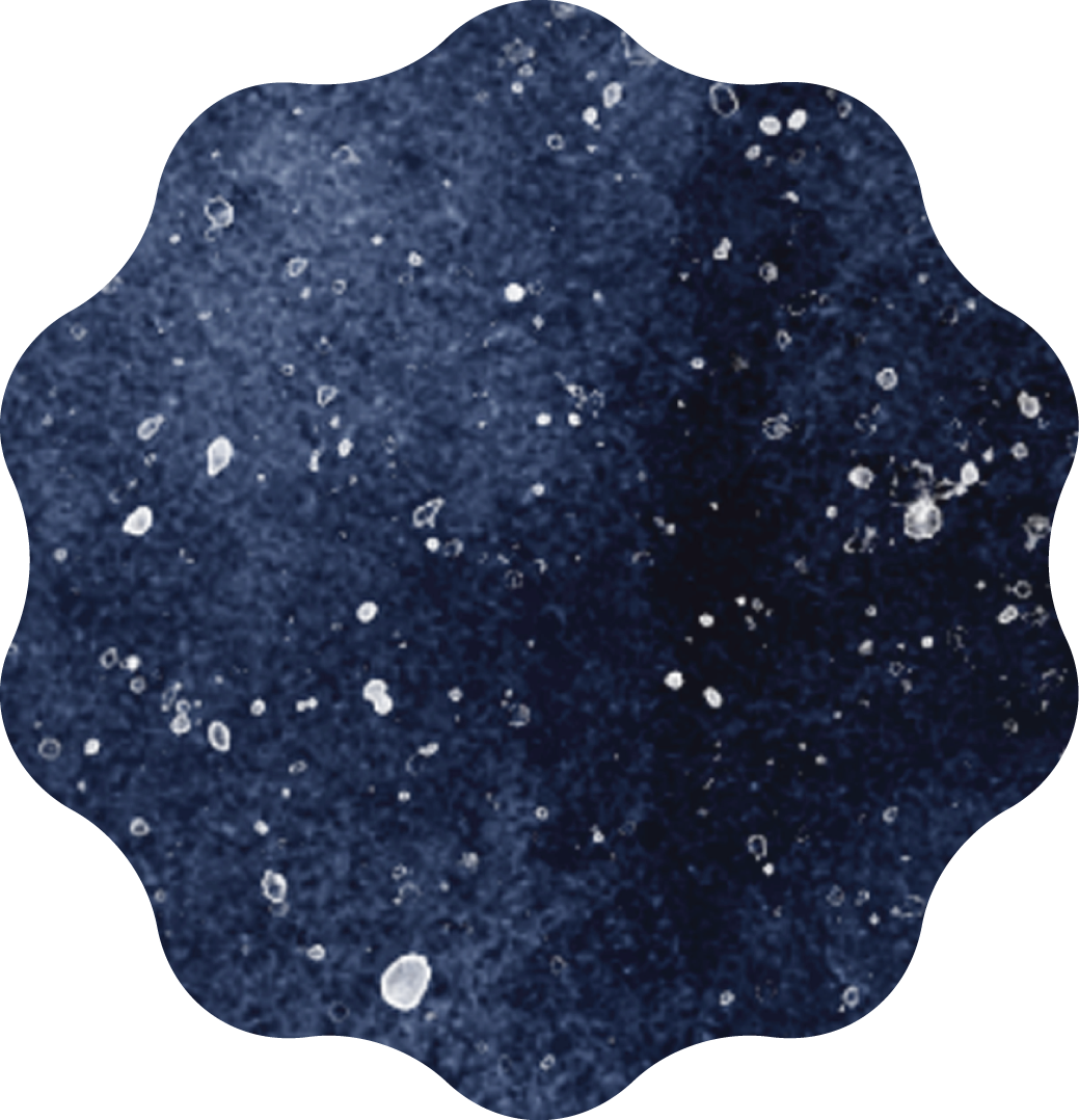 A dark blue textured abstract shape resembling a mountain or a cloud.