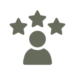Silhouette of a person with three stars above their head.