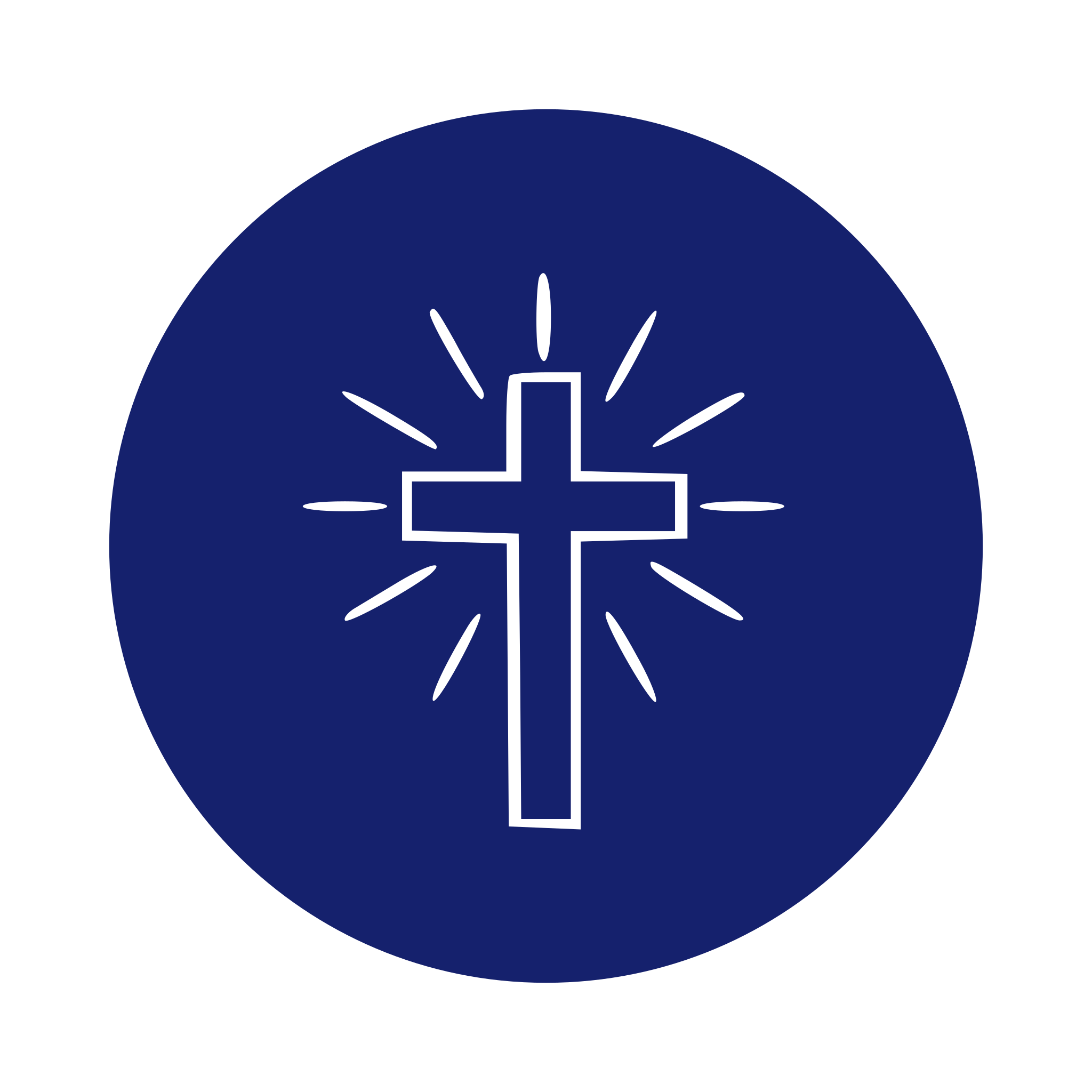 Cross icon with light rays