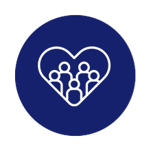 Icon of heart with people inside