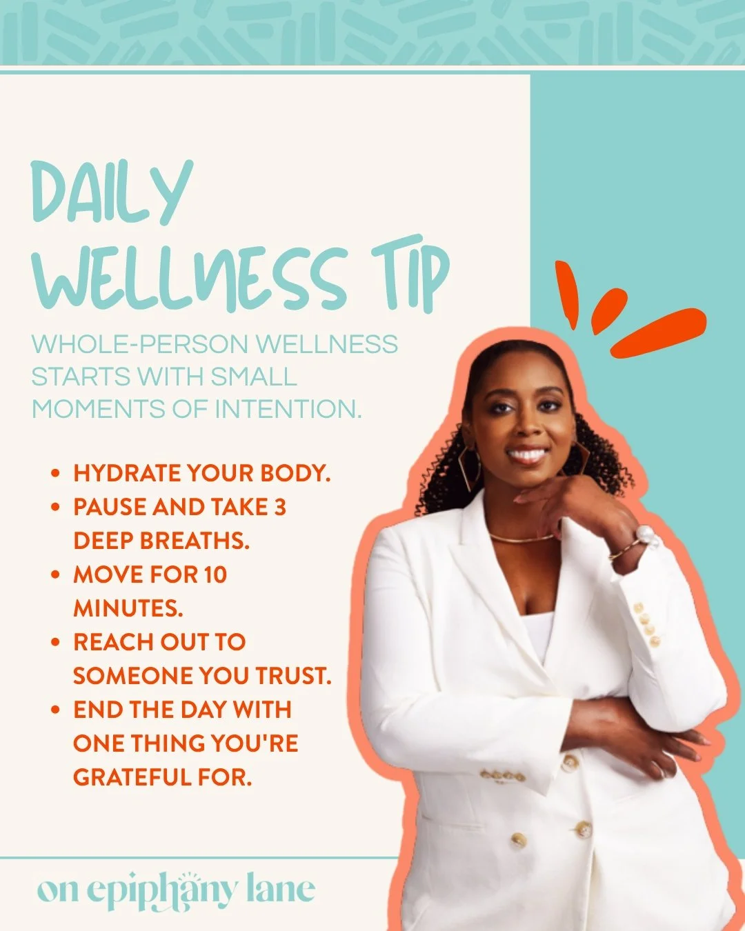 Wellness isn't built in one big moment. It's built through small, intentional choices that support your mind, body, and relationships.

At On Epiphany Lane, we believe caring for your well-being means looking at the whole picture. The smallest acts o
