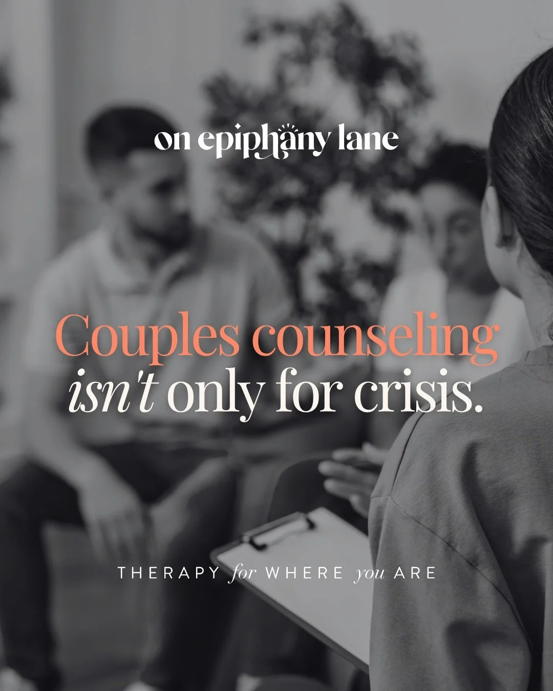 Couples counseling isn't only for relationships in crisis. It can also be a proactive space to strengthen communication, navigate change, and stay connected.

Support can start before things reach a breaking point. 

Explore relationship support with