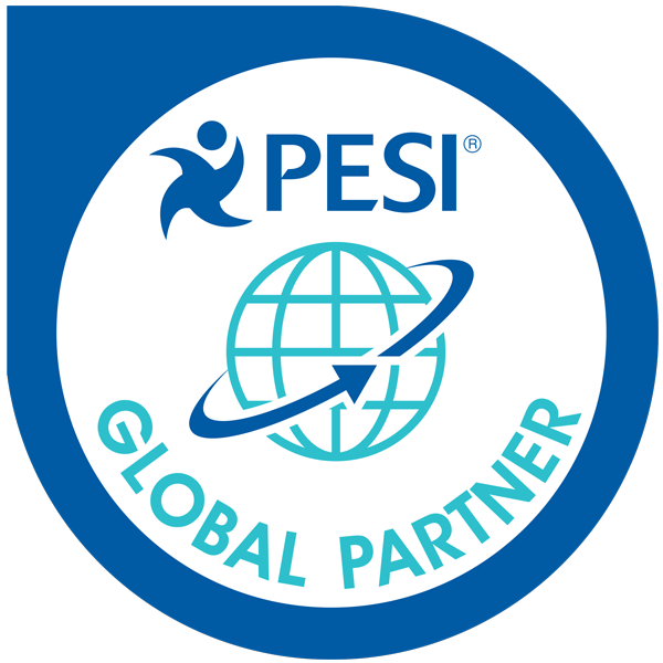 PESI Global Partner badge with globe and arrow logo.