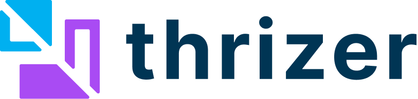 ThrizerLogo with purple geometric shapes and the text 'thririzer' in dark blue.