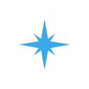 Blue star-shaped graphic on a black background
