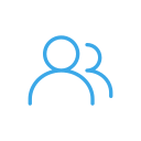 Icon of three people in blue outline