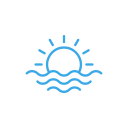 Sunset over water with waves
