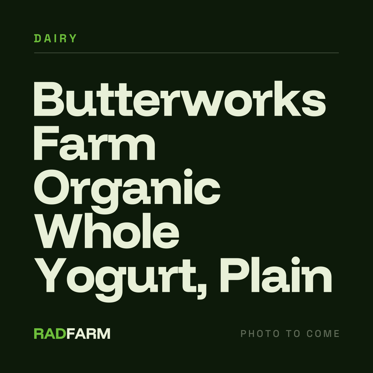 Butterworks Farm Organic Whole Yogurt (Plain)