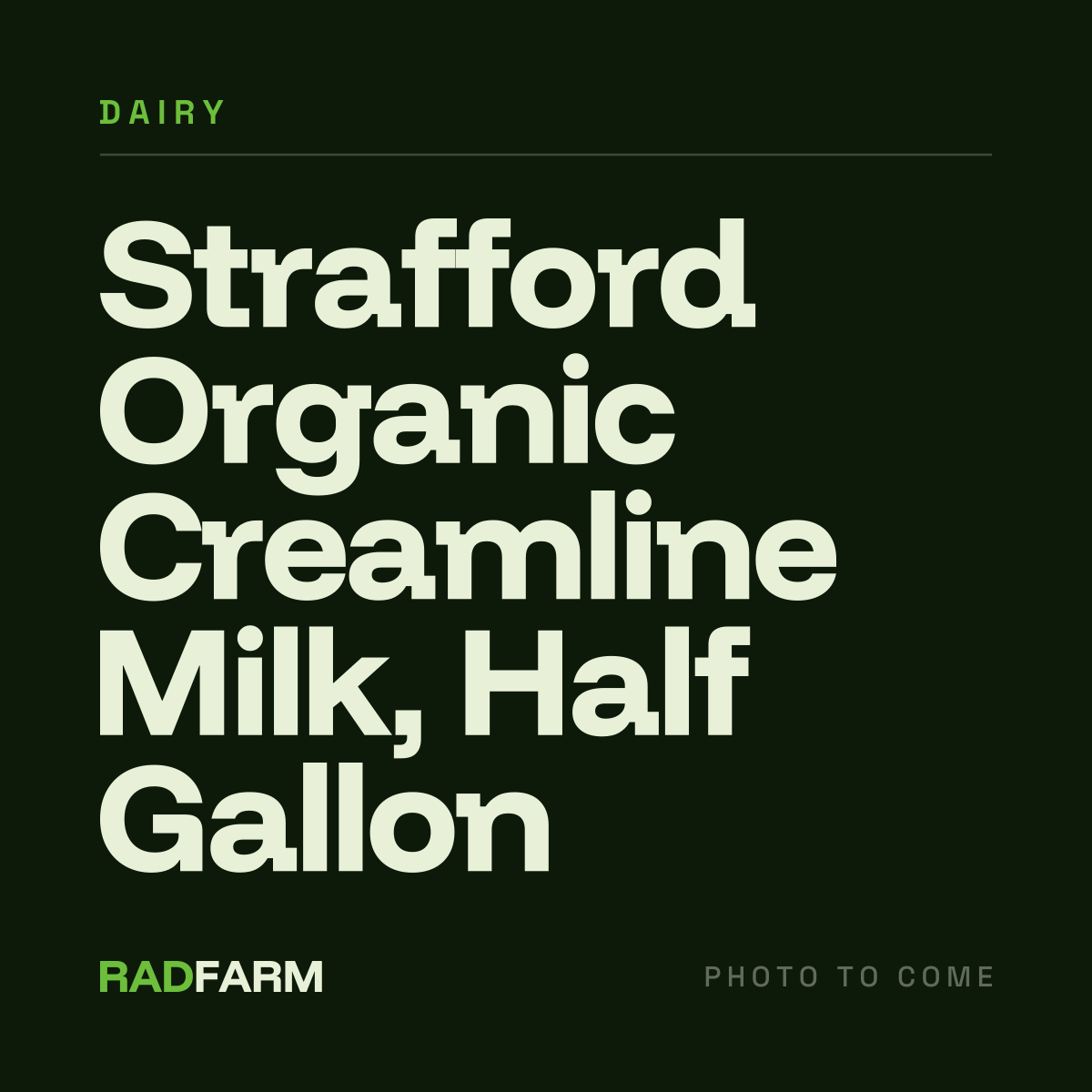 Strafford Organic Creamline Milk, Half Gallon in Glass