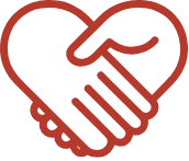 Illustration of two hands shaking inside a heart