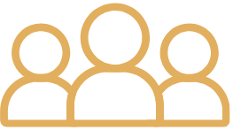 Icon of three people, representing a group or team.