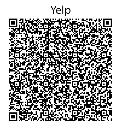 Yelp QR code on a white background.