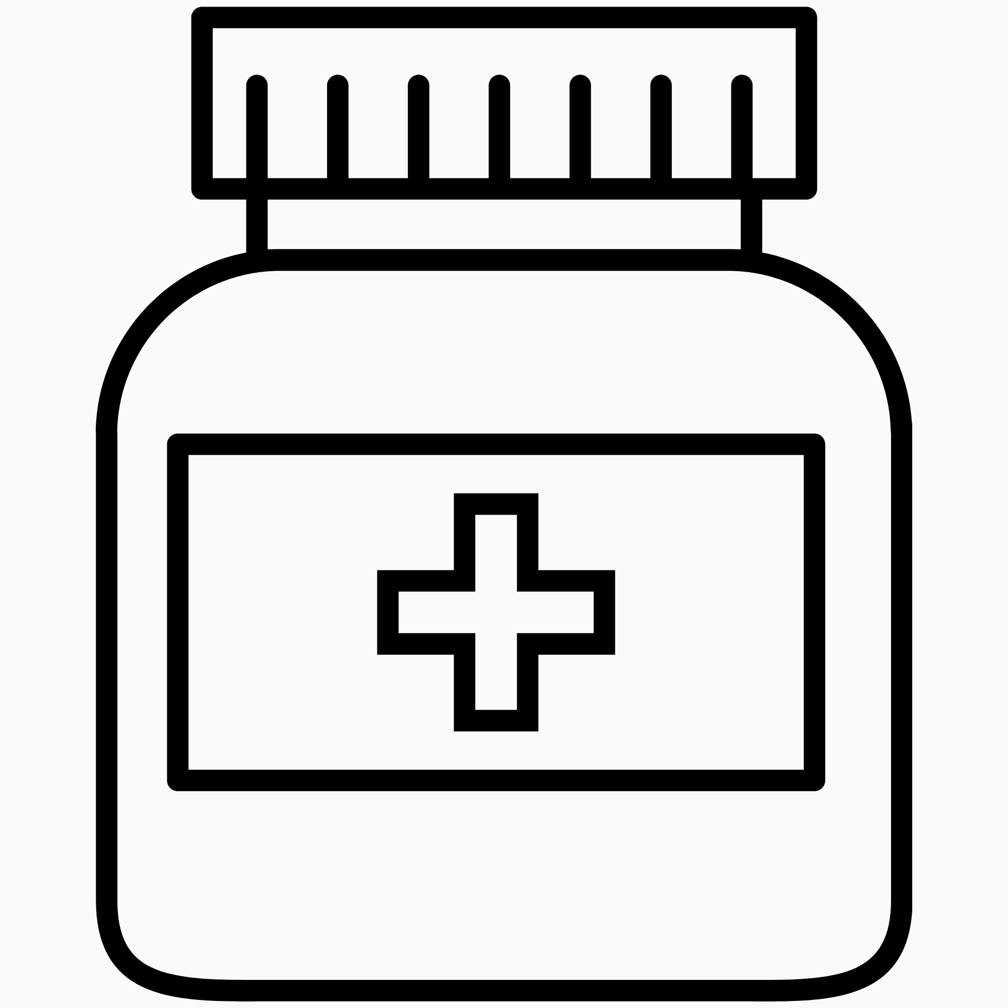Black and white illustration of a medication bottle with a barcode on it.