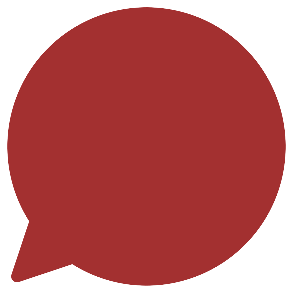 Red speech bubble icon on a transparent background.