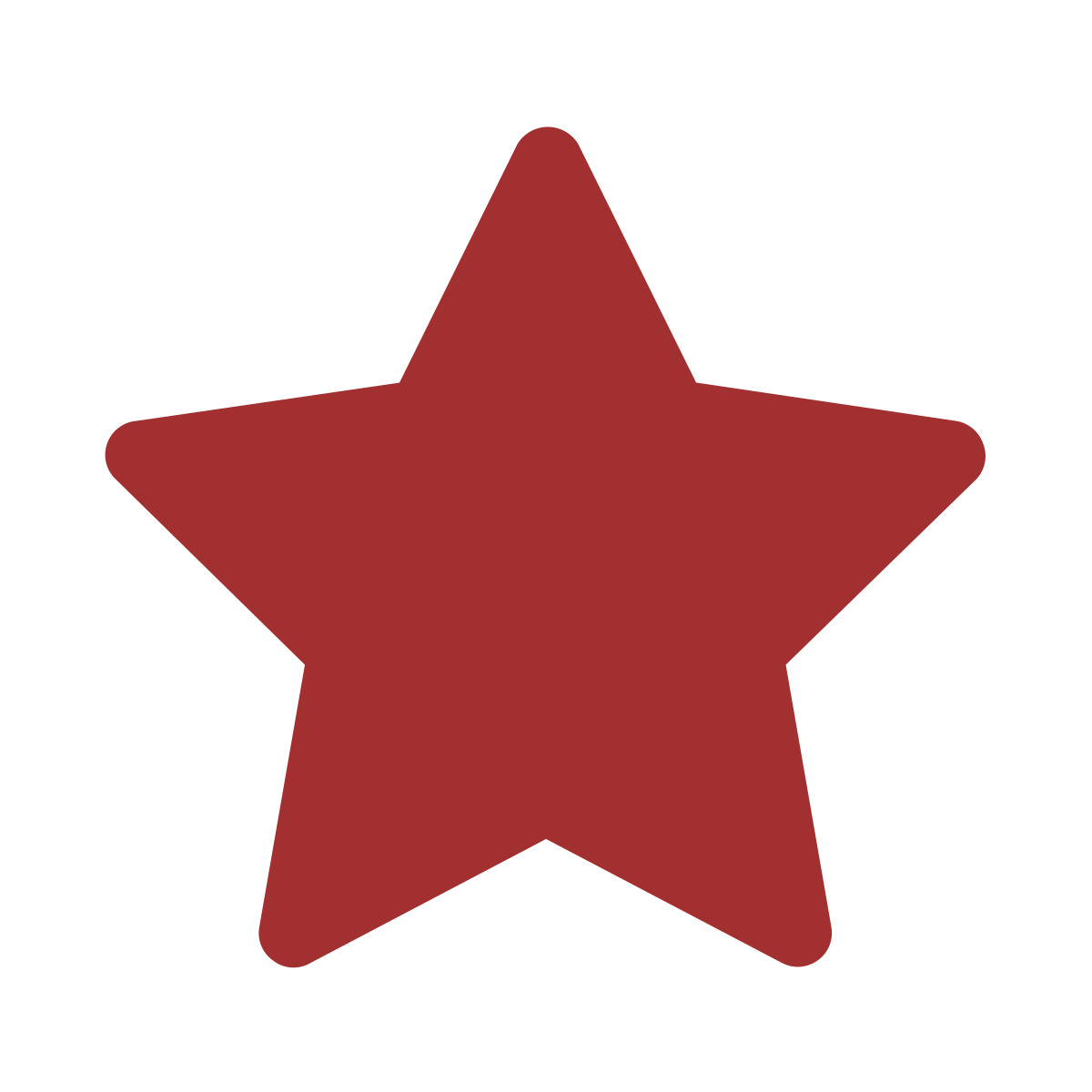 A red, five-pointed star with a black outline.