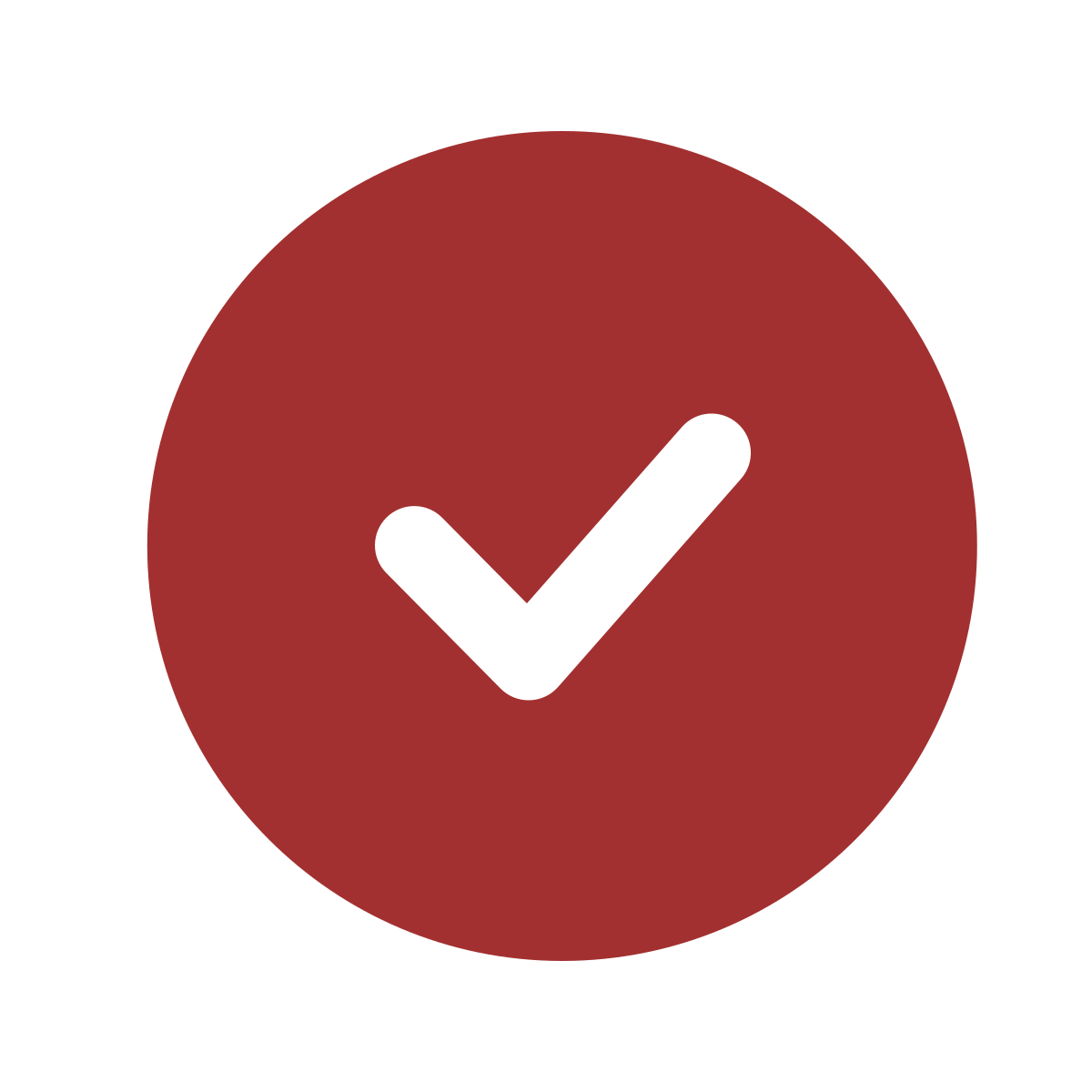 Red circle with a black checkmark inside.