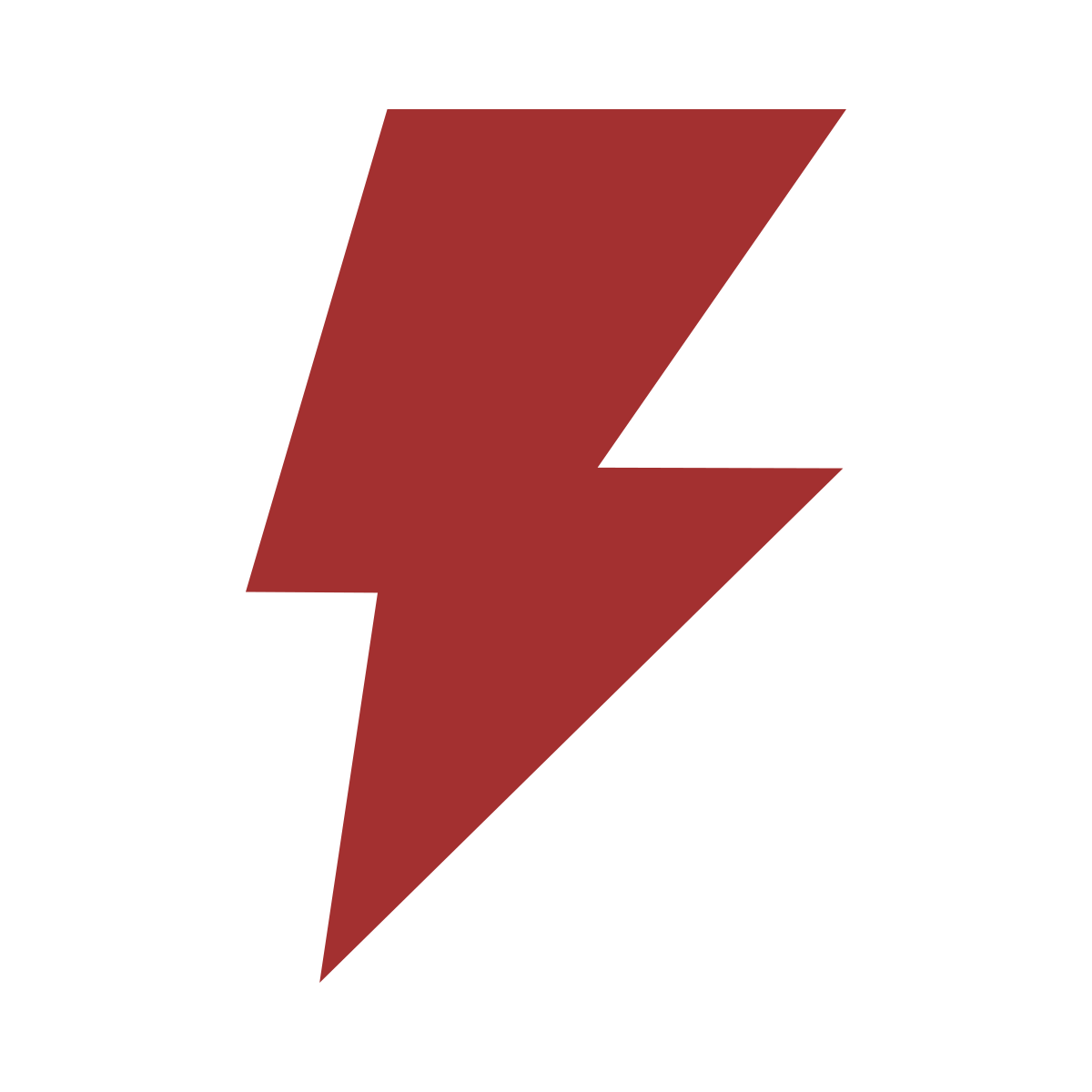 A stylized red lightning bolt symbol on a black background.