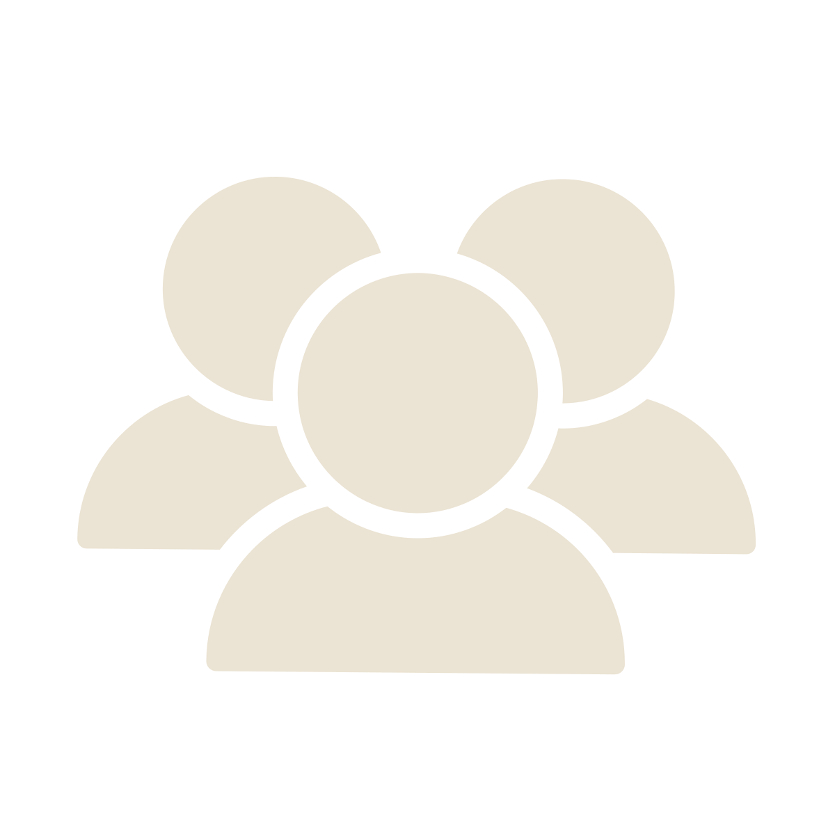 Icon of a group of five people in a circular arrangement, representing a community or team.