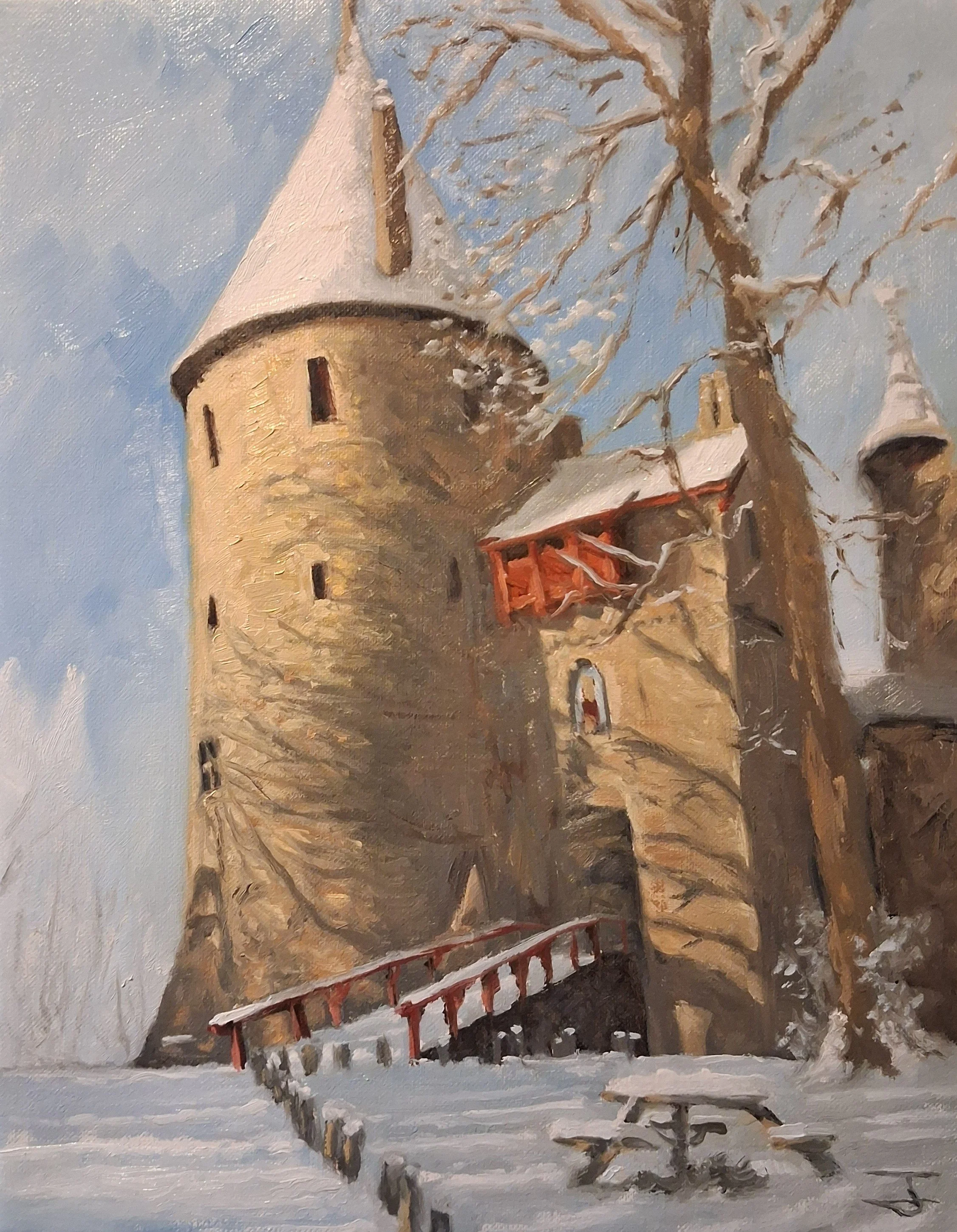 🔴 "Castell Coch (Yn yr eira/In the snow)" - Oil on fine Linen canvas - SOLD
