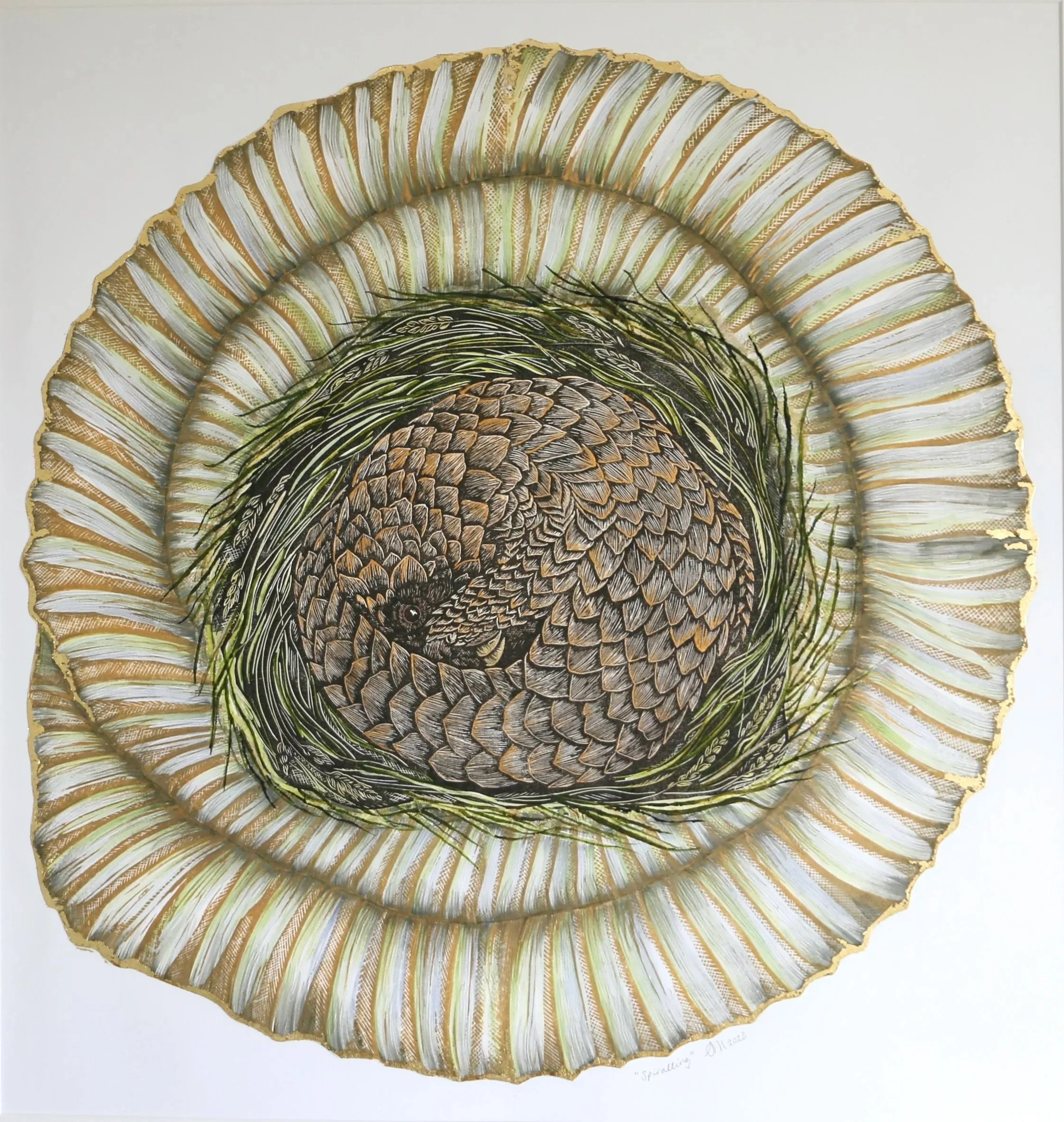 "Spiralling" - Mixed Media Linocut - £600