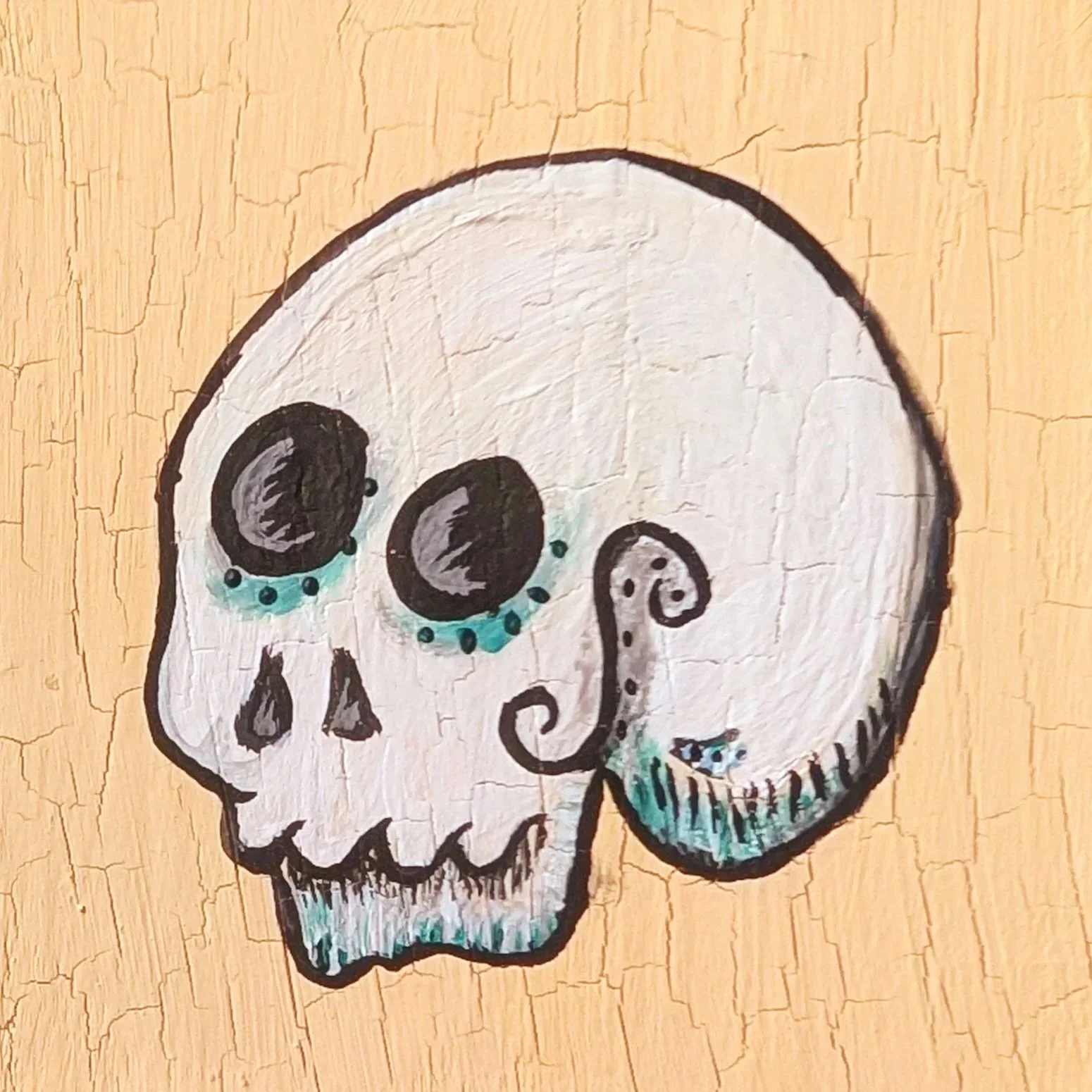 "Day 2: Cemetery" - Gouache on wood - £20