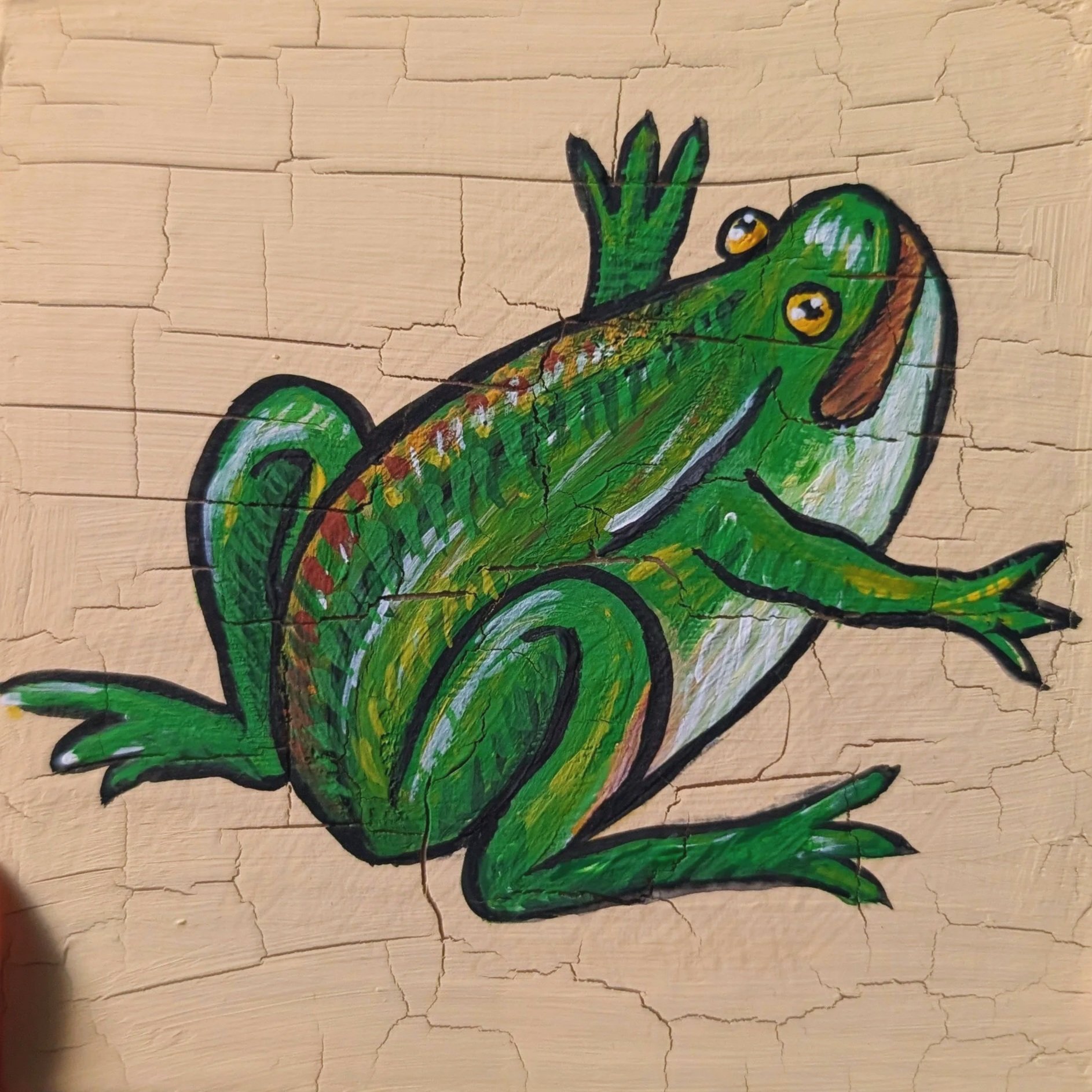 "Day 5: Frog" - Gouache on wood - £20