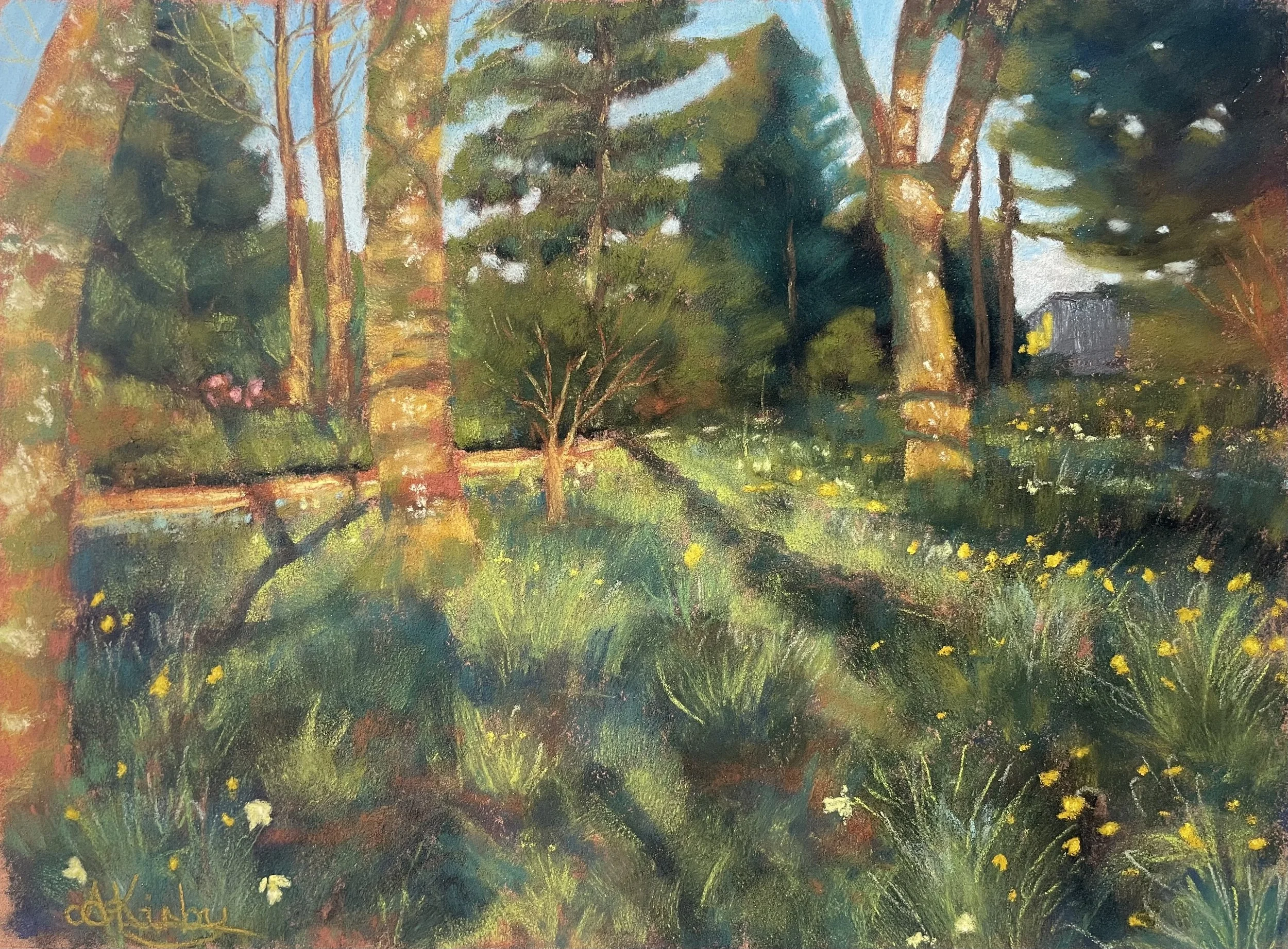 "Heulwen yr hwyr | Evening sunshine" - Ink, soft pastel - £200