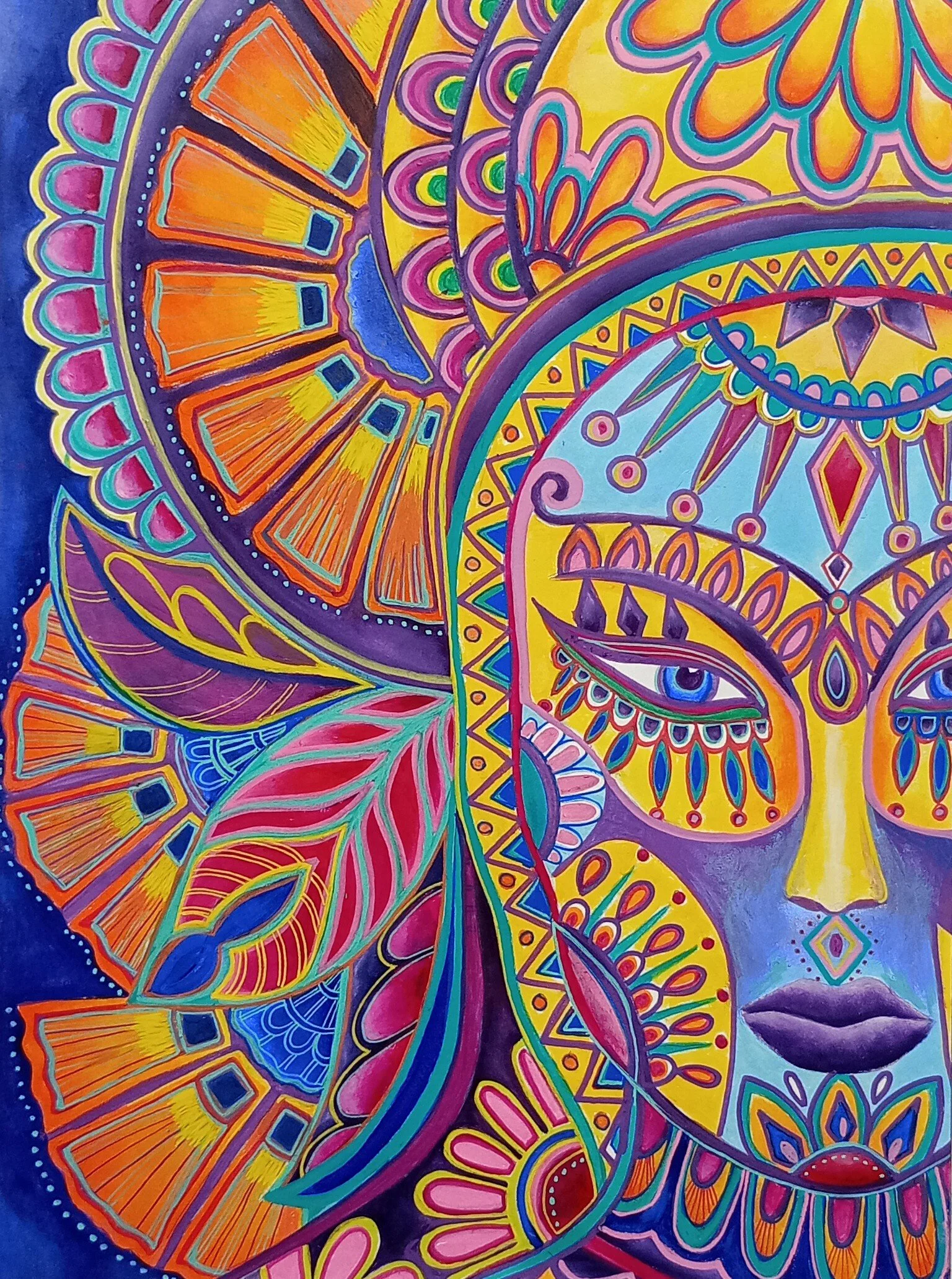 "Festival Goddess" - Oil and pen on paper - £140