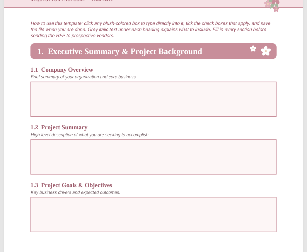 Request for Proposal Template