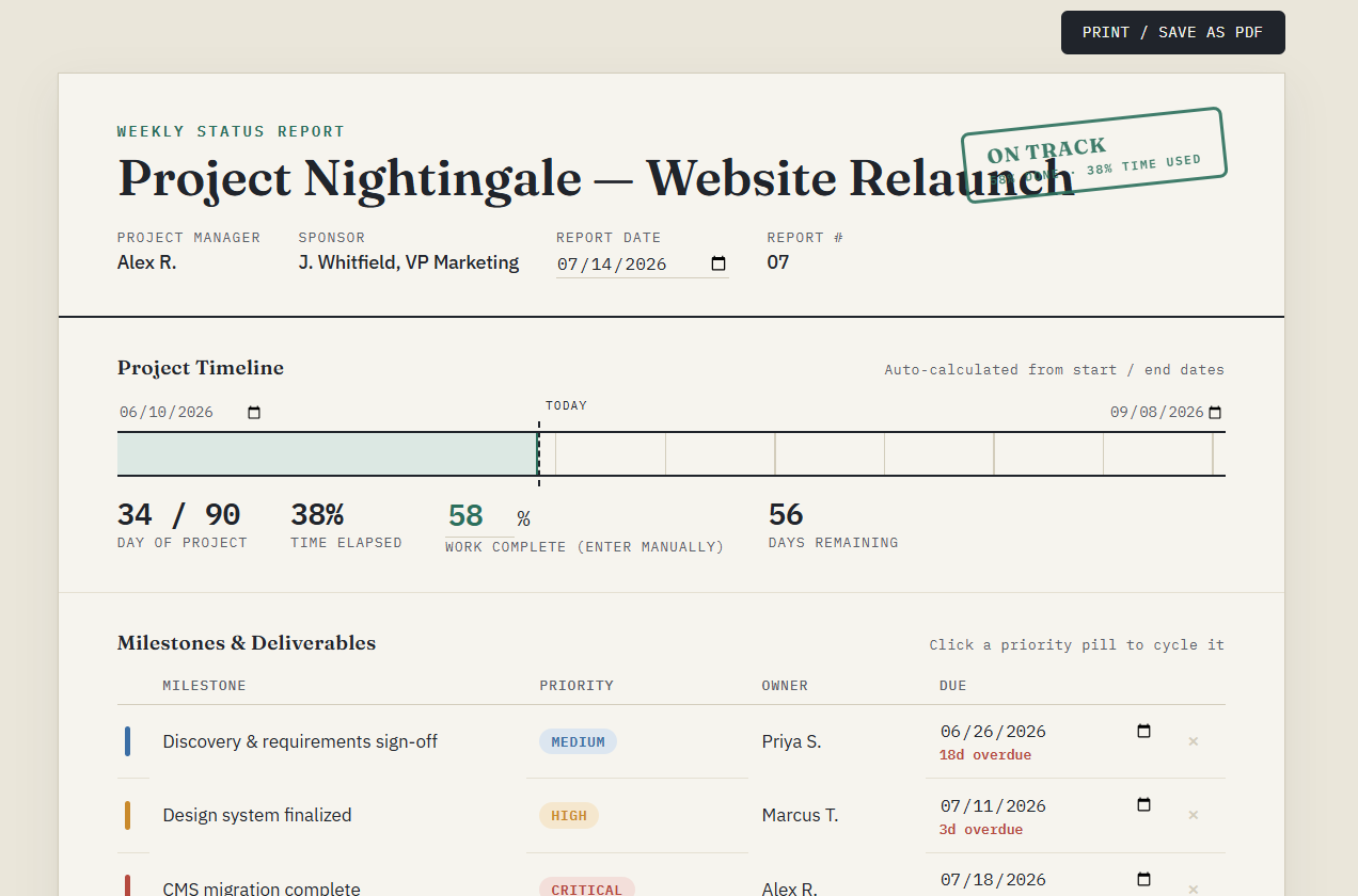 Status Update Template