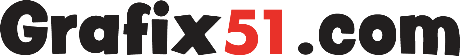 Grafox51.com logo in black and red text on a white background