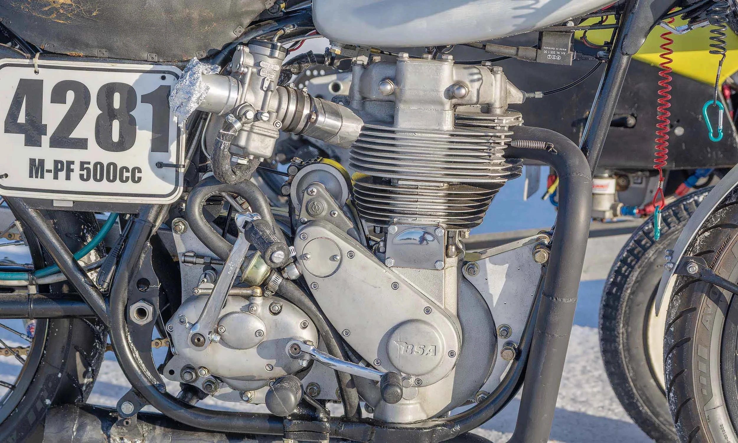 BSA bike in the line at bonneville. 500cc.