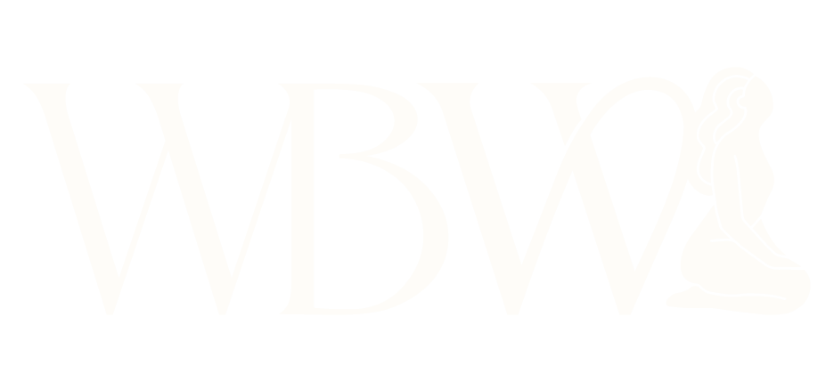 The logo features the letters 'WBBW' in large white font with a silhouette of a kneeling woman with long hair on the right side.