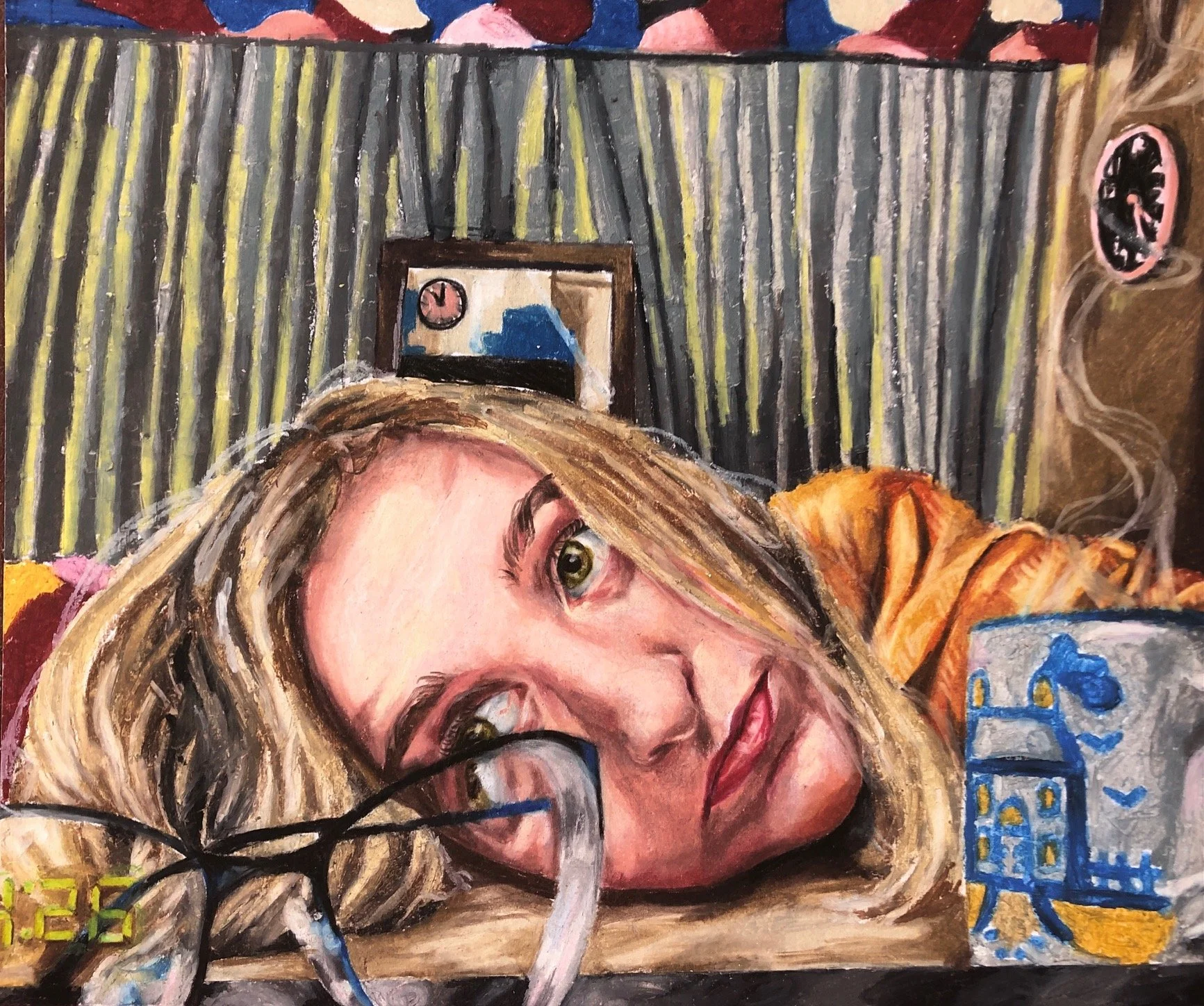 Time keeps ticking - colored pencil, oil pastel- 2020-12x17 in
