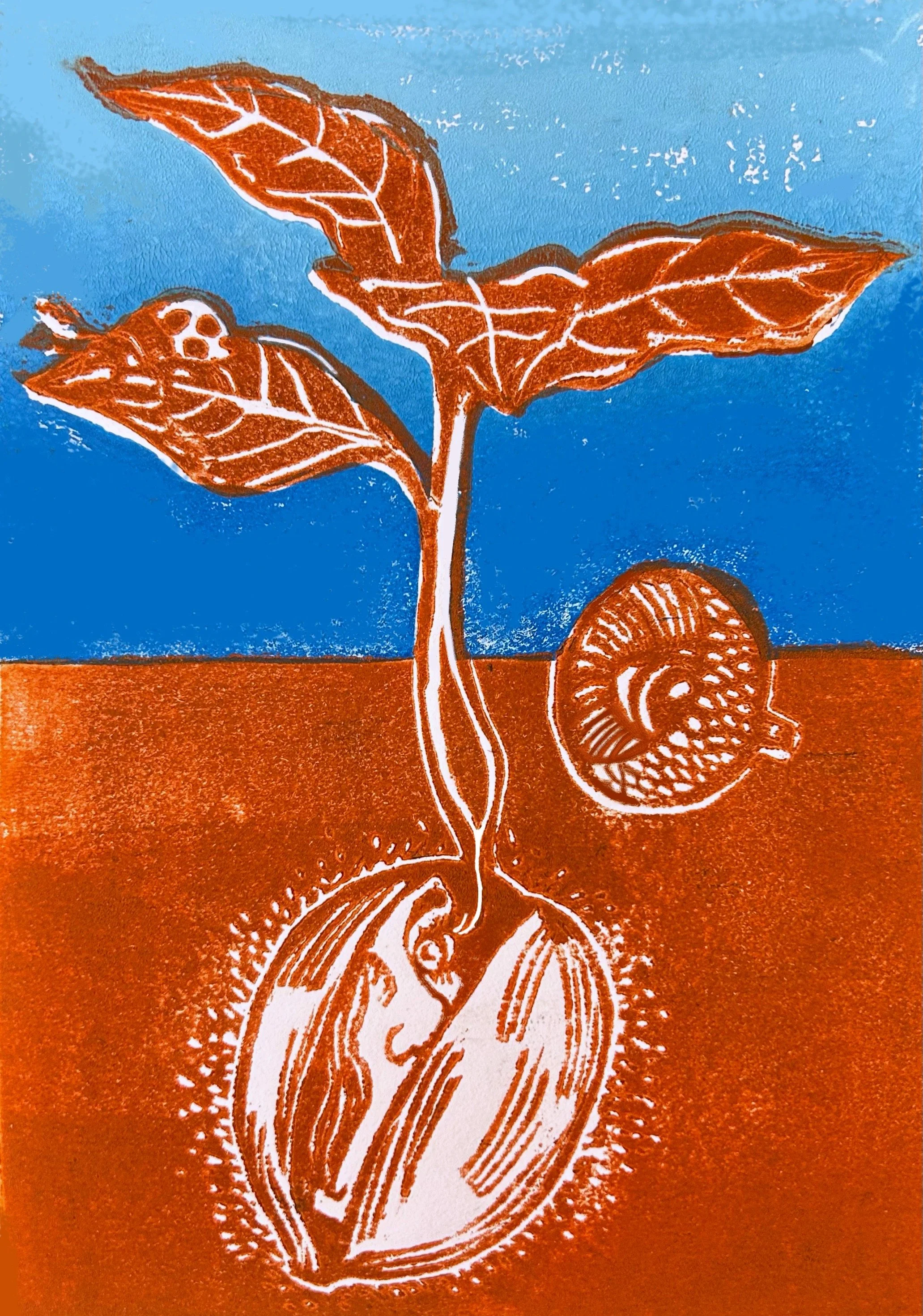 Growth,Linocut , 5'x7", 2025