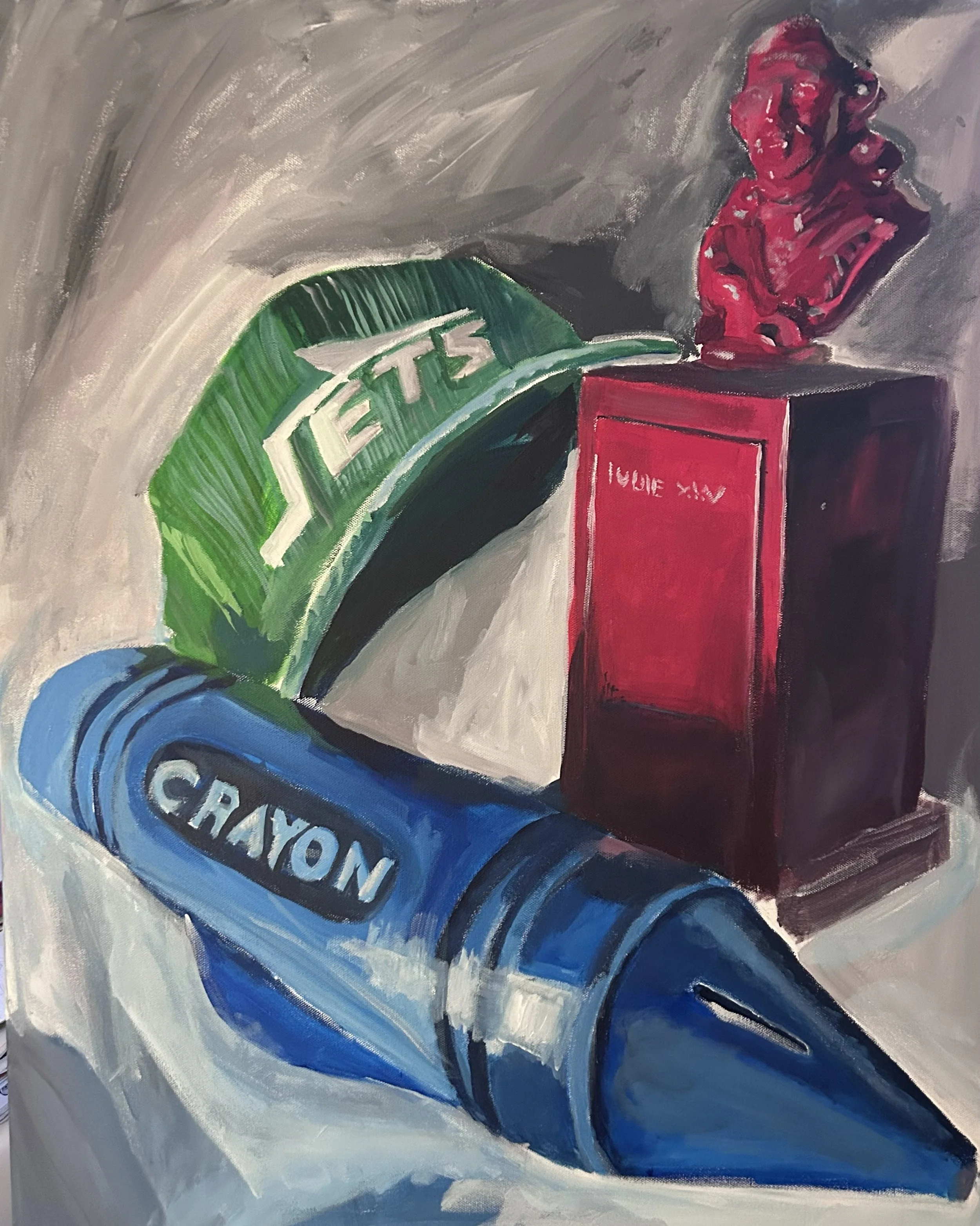 green,blue,red/ acrylic painting,/2024, 18x24 in