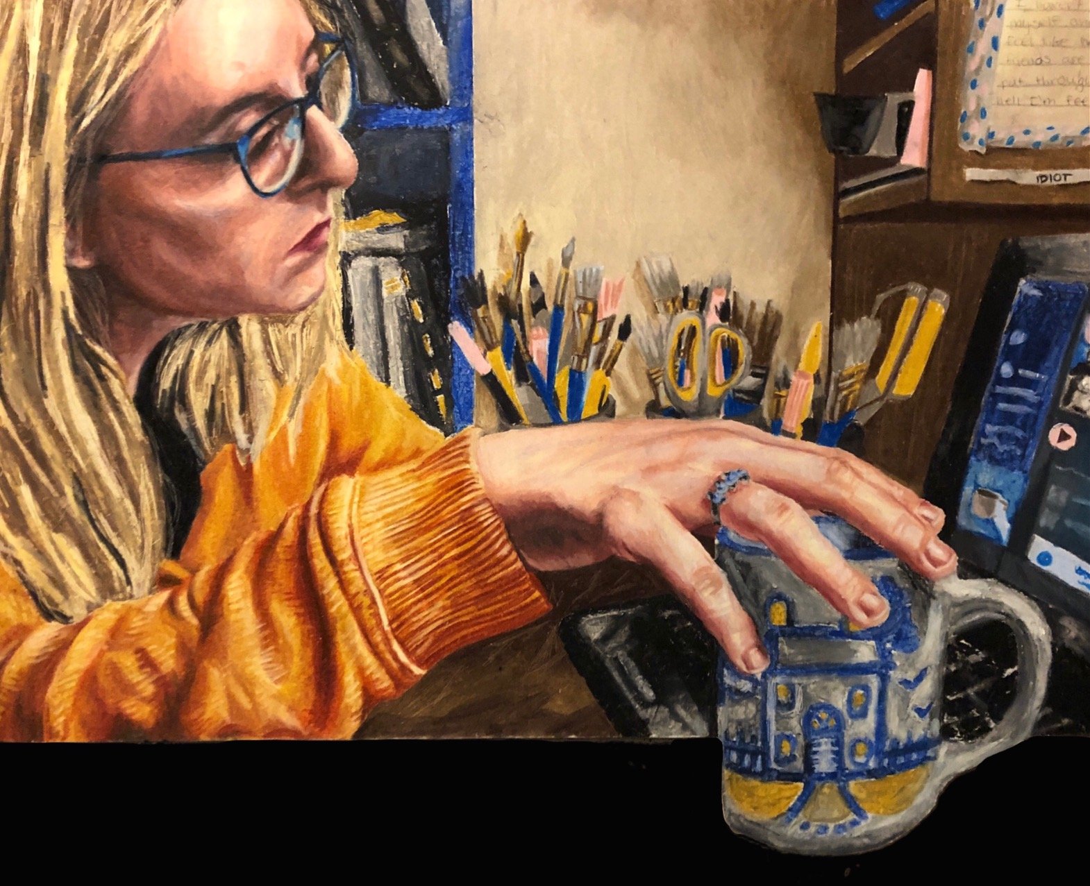 Tiresome days- colored pencil, oil pastel- 2020-13.5x17 in