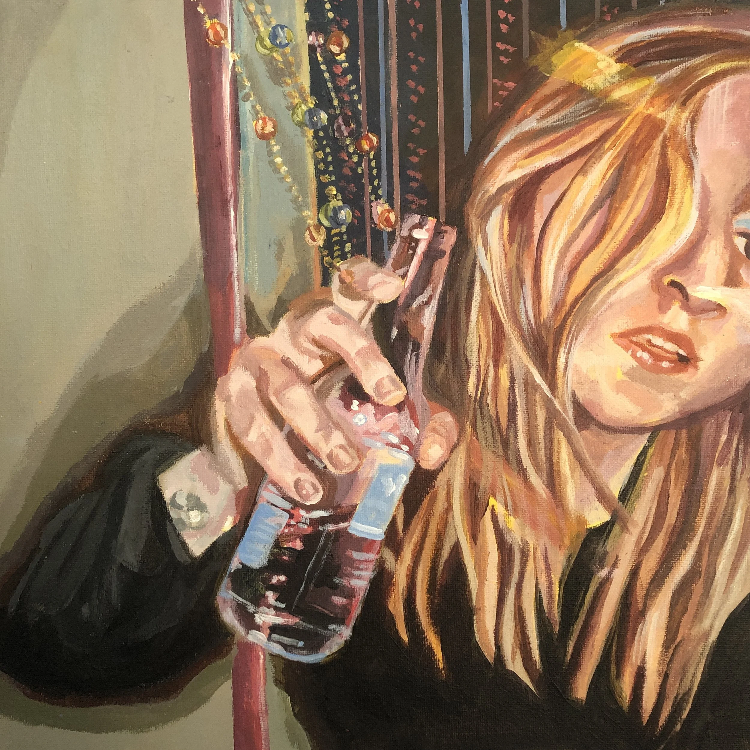 pressure to party/ Acrylic on canvas panel //  1/14/22/ 12x12 in