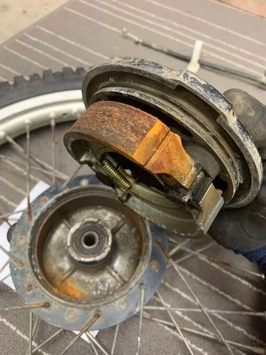 The front brake was seized solid