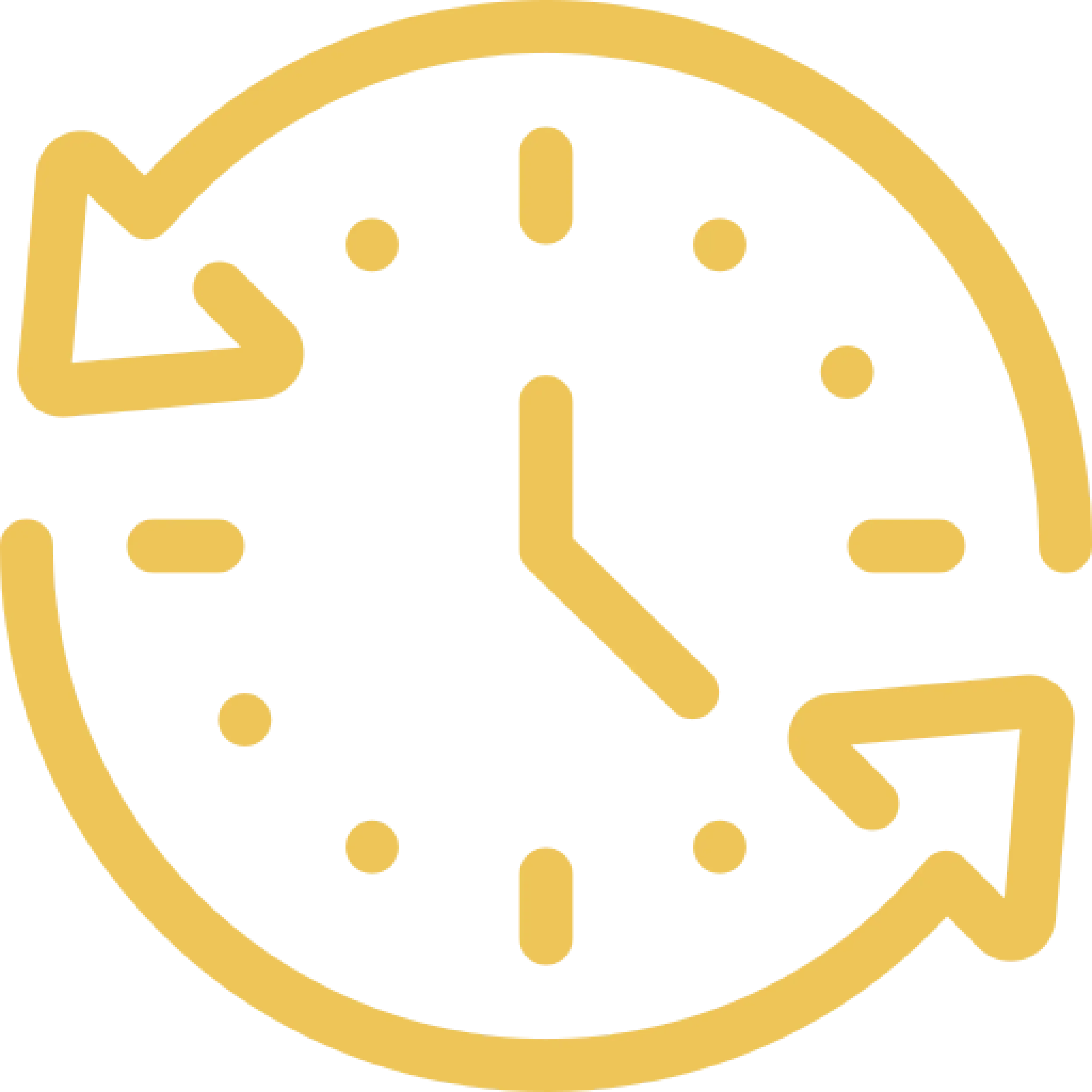 A yellow clock icon with arrows around the edge of the clock.