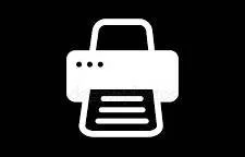Printer icon on a black background