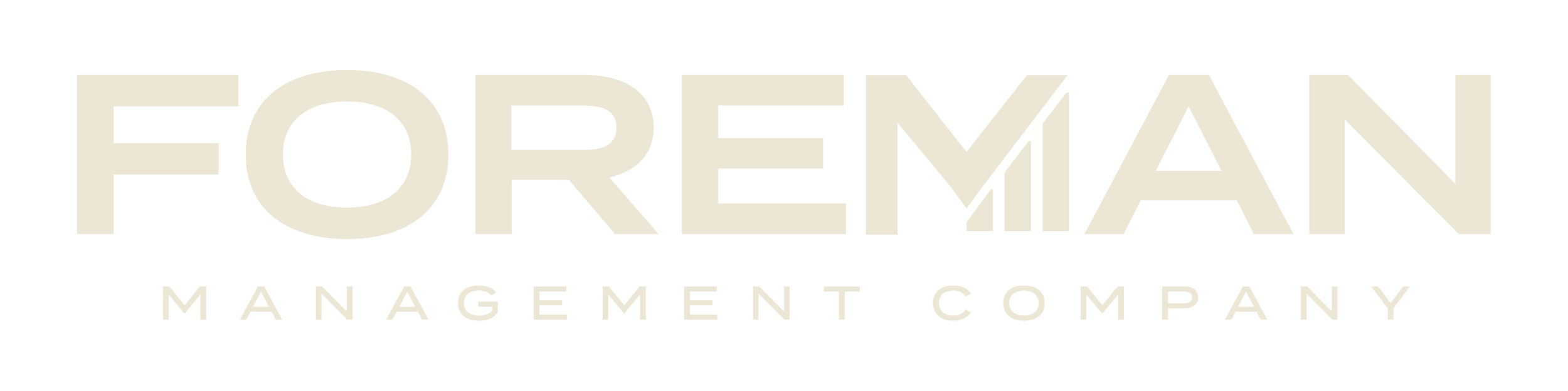 Foreman Management Company logo in beige and white text on a black background.